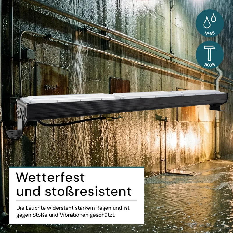 5er Pack LED-Hallenleuchte, linear, 200 W, 24000 lm, 5000 K (neutralweiß), IP65, EPISTAR LED, schwarz