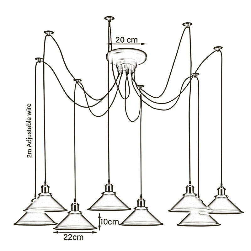 Moderne große Spinne Pendelleuchte 8 Köpfe Cluster hängenden gelben Schatten Deckenleuchte ~2254