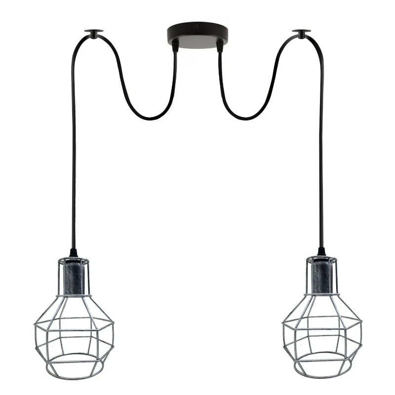 Spinnenlampe E27 Ø15cm H 20cm gebürstet Silber 2-flammig~2251