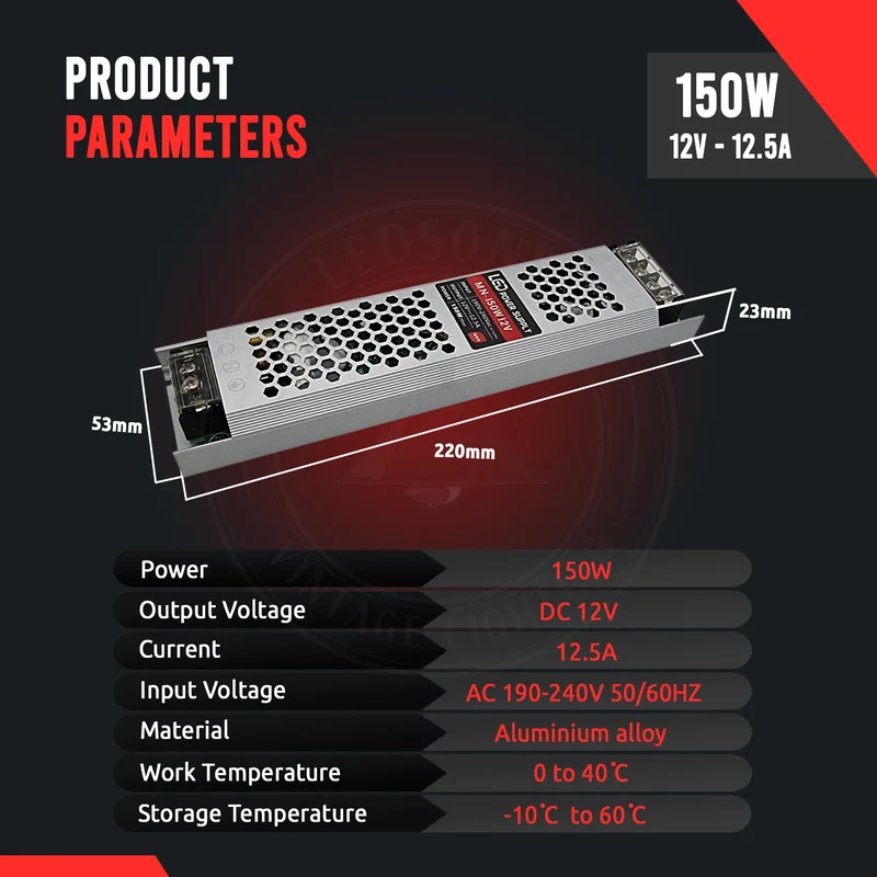12V LED Trafo Konstantspannung – Slim Netzteil 60W-300W Wählbar | IP20 ~2561