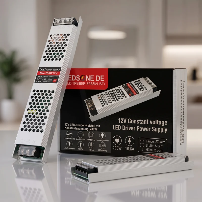 12V LED Trafo 200W 16,6A Konstantspannung – Slim Netzteil Treiber | IP20 ~1210