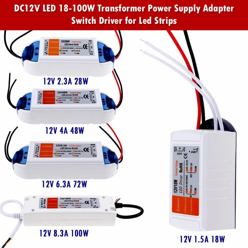LED Trafo 12V DC Netzteil Konstantspannung 18W - 100W ~2560