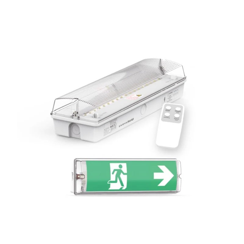 LED-Fluchtwegleuchte mit Fernbedienung, 8h Notstromakku, TEST-Funktion, IP65