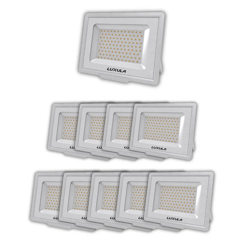 10er Pack LED-Fluter, 100 W, 4000 K (neutralweiß), 10000 lm, weiß, IP65