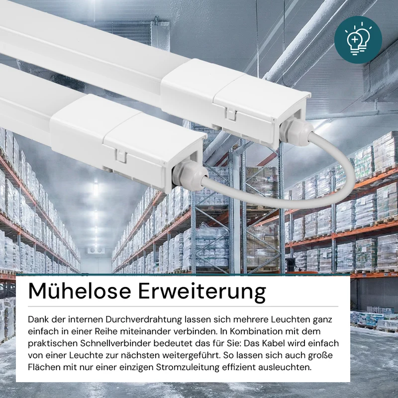 18er Pack LED Feuchtraumleuchte, 120 cm, 32 W, 3616 lm, 4000 K (neutralweiß), IP66, durchschleifbar, Fast Connector