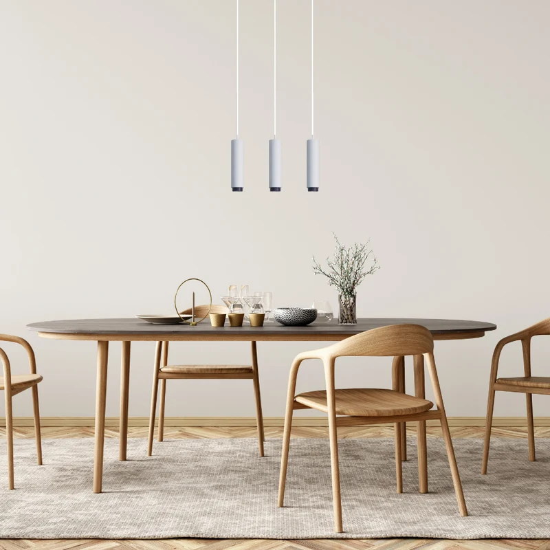 LED-Pendelleuchte, weiß/schwarz, aus Aluminium, 3-flammig, GU10-Fassung, IP20
