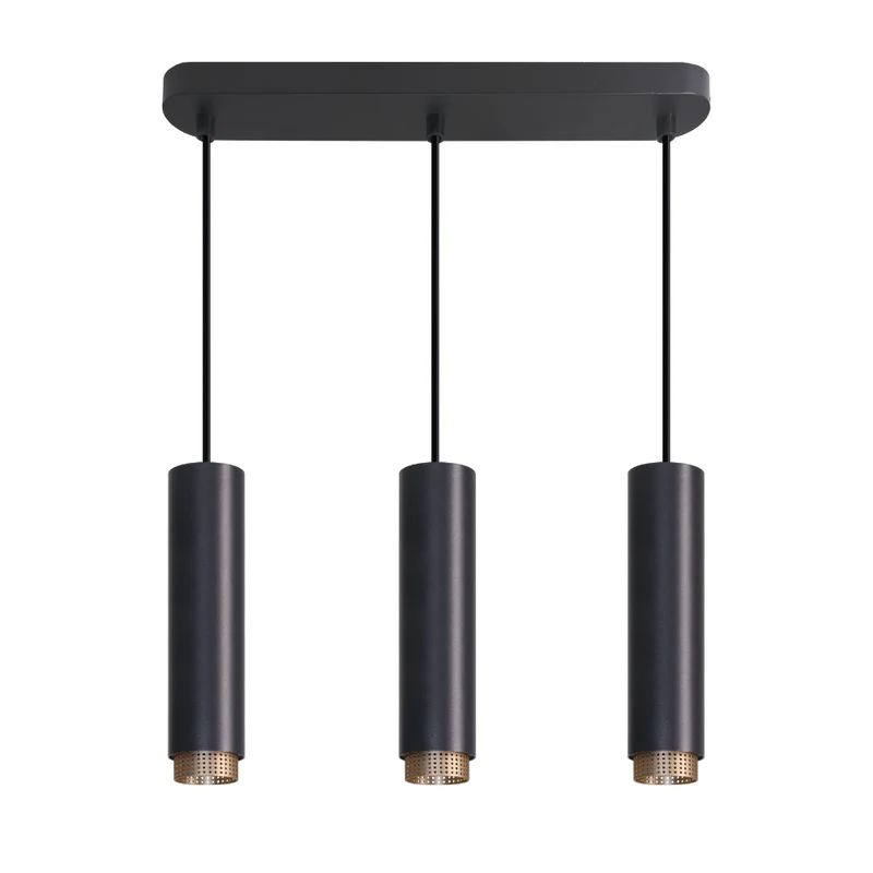 LED-Pendelleuchte, schwarz/gold, aus Aluminium, 3-flammig, GU10-Fassung, IP20
