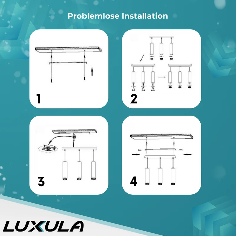 LED-Pendelleuchte, schwarz/gold, aus Aluminium, 3-flammig, GU10-Fassung, IP20