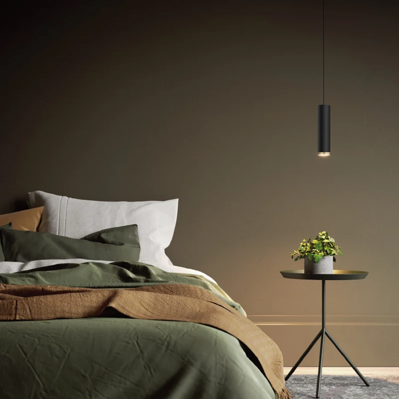 LED-Pendelleuchte, schwarz/gold, aus Aluminium, 1-flammig, GU10-Fassung, IP20