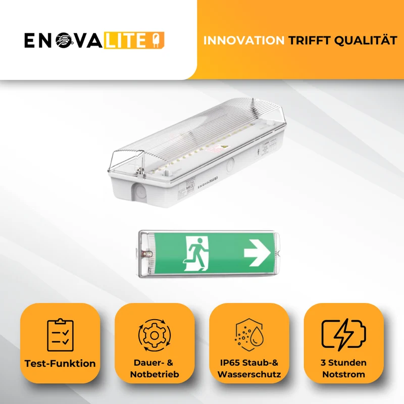 20er-Pack LED-Fluchtwegleuchte mit Notstromakku 3h, TEST-Funktion, Dauer- & Notbetrieb, IP65