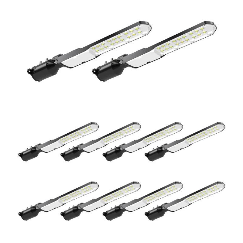 10er Pack LED Straßenleuchte, SLIM, 50 W, 6000 lm, 5000 K (neutralweiß), IP65, Wand- und Mastmontage