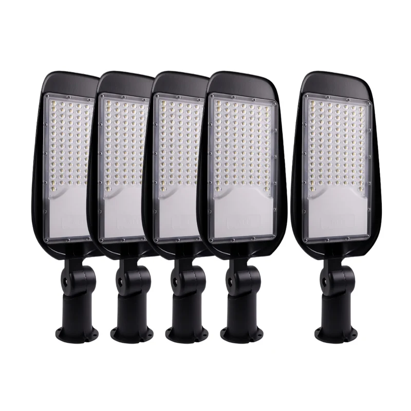5er Pack LED-Straßenleuchte, Wegeleuchte, 50 W, 5800 lm, 5000 K (neutralweiß), IP65, Ø48-60 mm