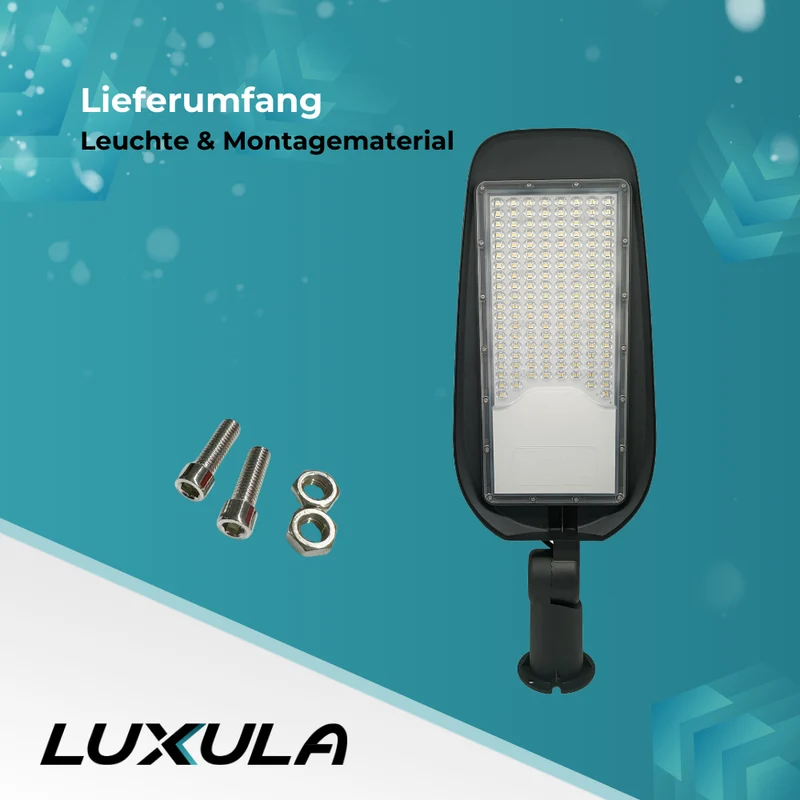 2er Pack LED-Straßenleuchte, Wegeleuchte, 50 W, 5800 lm, 5000 K (neutralweiß), IP65, Ø48-60 mm