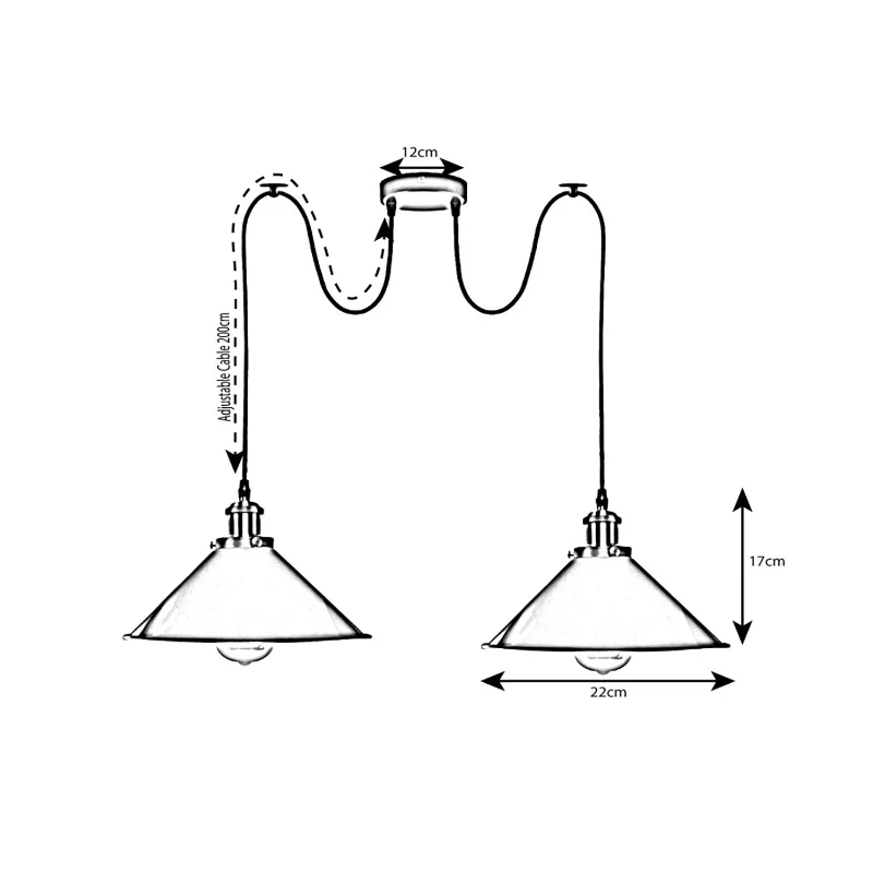2-Flammig Deckenlampe|Modern Pendelleuchte|E27|Schirm Ø 22cm~2237