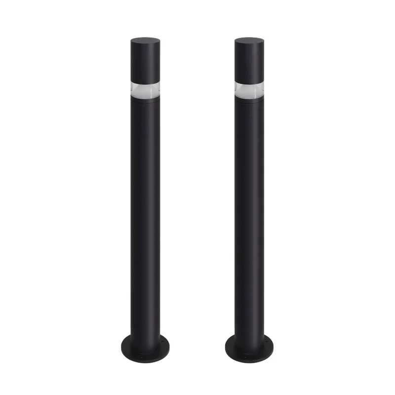 2er-Pack Wegeleuchte mit 360° Lichtkegel, schwarz, GU10 Fassung, IP44, Aluminium, mit Erdspieß, Höhe 63 cm
