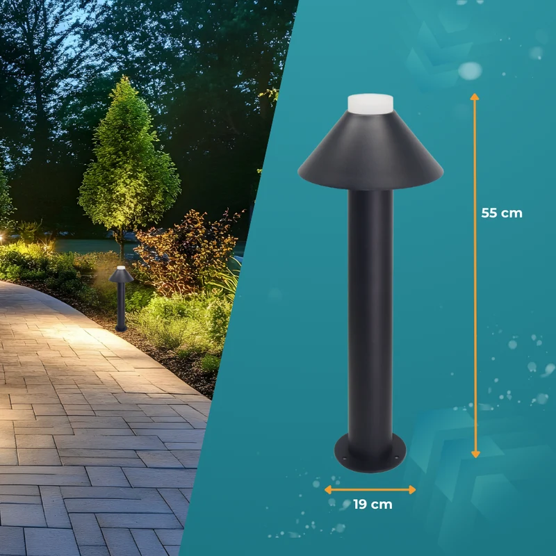 4er-Pack Stilvolle Wegeleuchte, schwarz, GU10 Fassung, IP44, Aluminium, mit Erdspieß, Höhe 60 cm