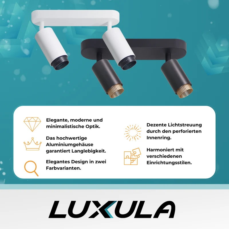 Schwenkbarer LED Aufbauspot mit GU10 Fassung, 2-flammig, weiß/schwarz, IP20, Aluminium