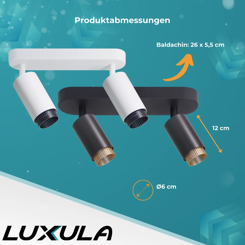 Schwenkbarer LED Aufbauspot mit GU10 Fassung, 2-flammig, weiß/schwarz, IP20, Aluminium