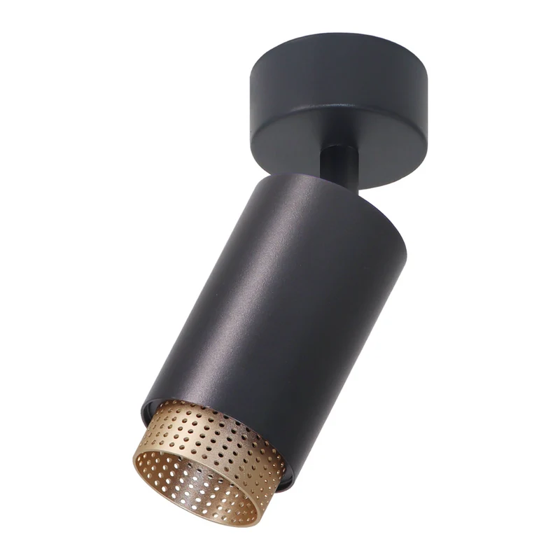 Schwenkbarer LED Aufbauspot mit GU10 Fassung, schwarz/gold, IP20, Aluminium