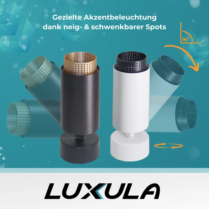Schwenkbarer LED Aufbauspot mit GU10 Fassung, weiß/schwarz, IP20, Aluminium