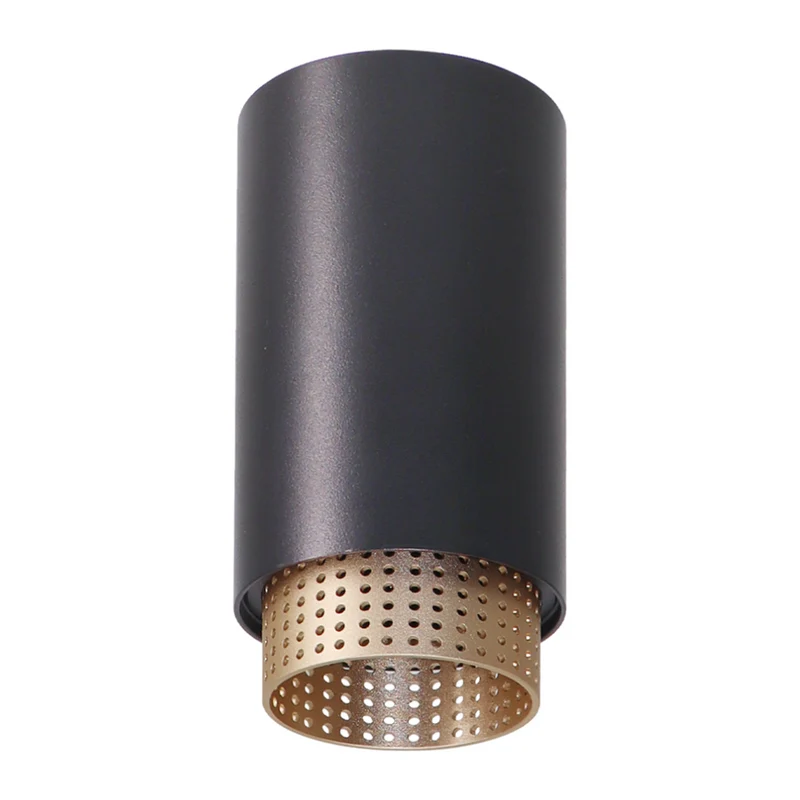 LED Aufbauspot mit GU10 Fassung, schwarz/gold, IP20, Aluminium