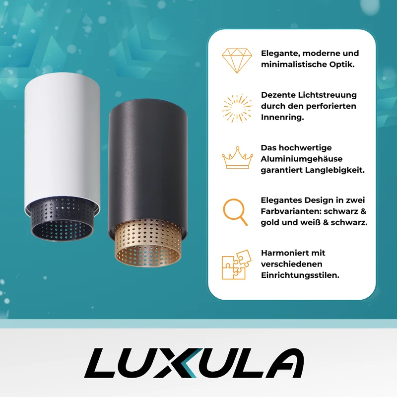 LED Aufbauspot mit GU10 Fassung, weiß/schwarz, IP20, Aluminium