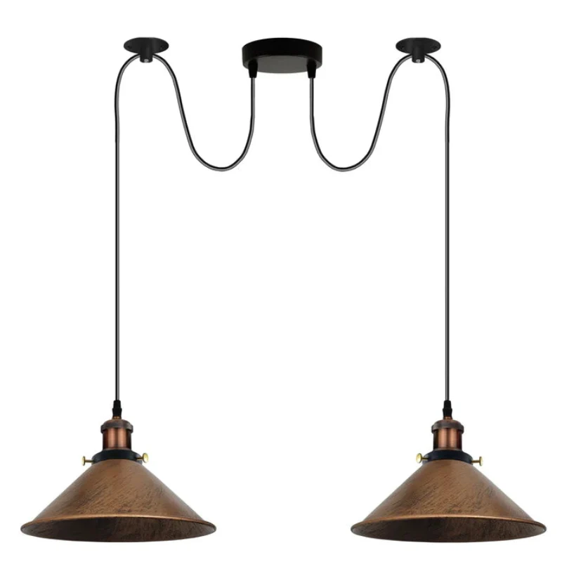 Zwei draht Arm Retro Hängelampen-E27 Messing, 2x100 cm Kabel~2233