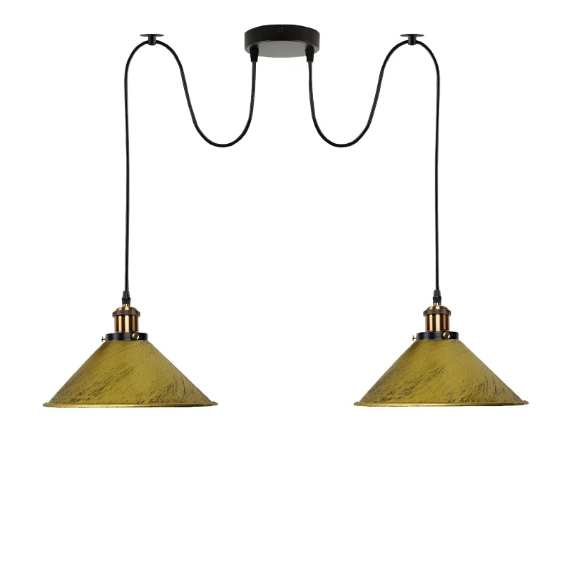 Twin kopf Hängelampen – E27 Messing, Höhe bis 100 cm~2232