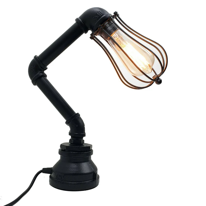 Industrielle Schwarz Steampunk Rustikal Tischlampe~2360