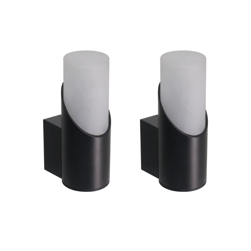 2er-Pack Moderne Wandleuchte, Innen/Außen, schwarz, GU10 Fassung, IP54, Aluminium