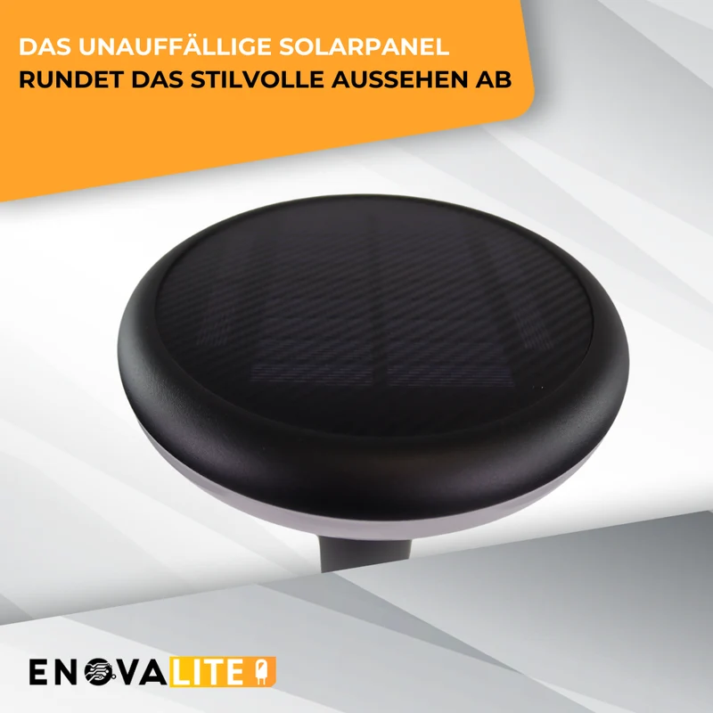 2er-Pack Solar Wegeleuchte mit PIR Sensor, rund, 3000 K (warmweiß), 12 Stunden Leuchtzeit, 3 Lichtmodi, IP54, aus Aluminium