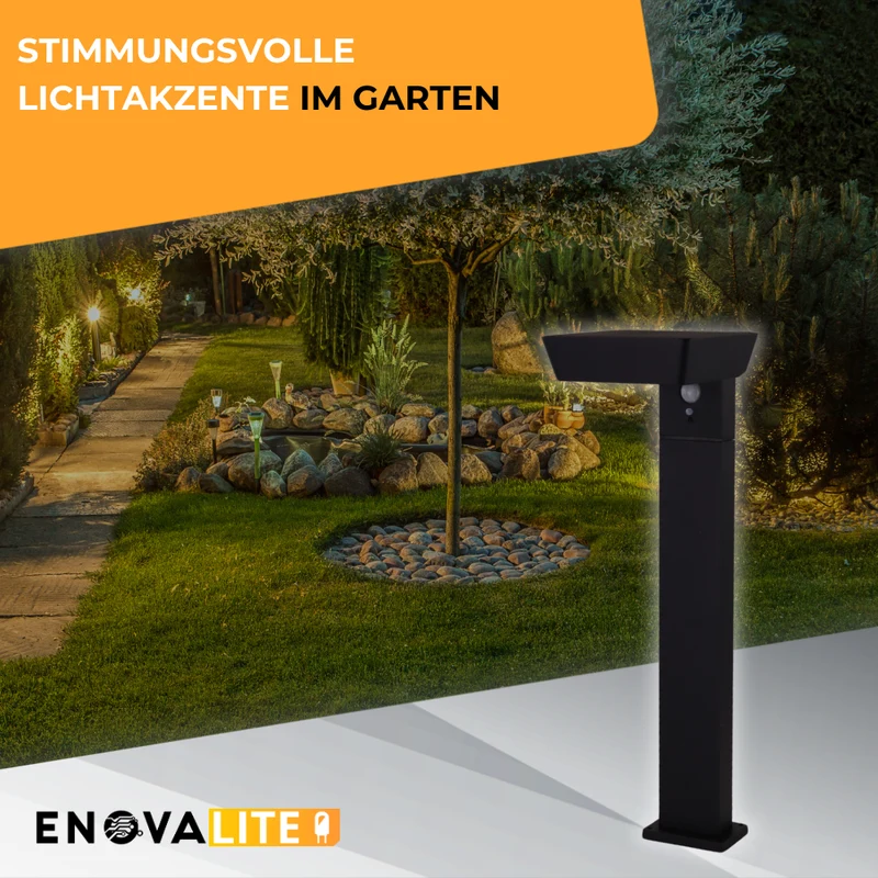 2er-Pack Solar Wegeleuchte mit PIR Sensor, eckig, 3000 K (warmweiß), 12 Stunden Leuchtzeit, 3 Lichtmodi, IP54-Schutz, aus hochwertigem Aluminium