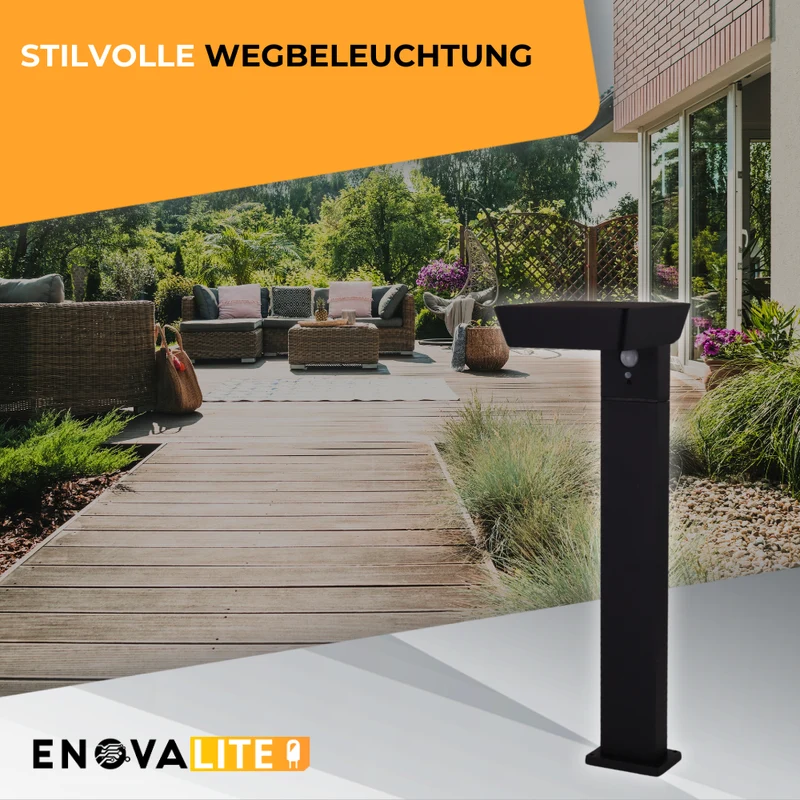 2er-Pack Solar Wegeleuchte mit PIR Sensor, eckig, 3000 K (warmweiß), 12 Stunden Leuchtzeit, 3 Lichtmodi, IP54-Schutz, aus hochwertigem Aluminium