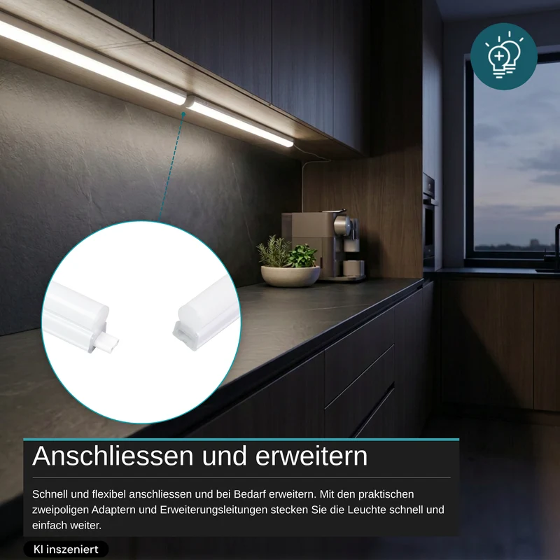 LED-Unterbauleuchte in Weiß, mit Schalter, 117 cm, 16 W, 1440 lm, 4500 K (neutralweiß), erweiterbar, Küchen- und Schrankbeleuchtung