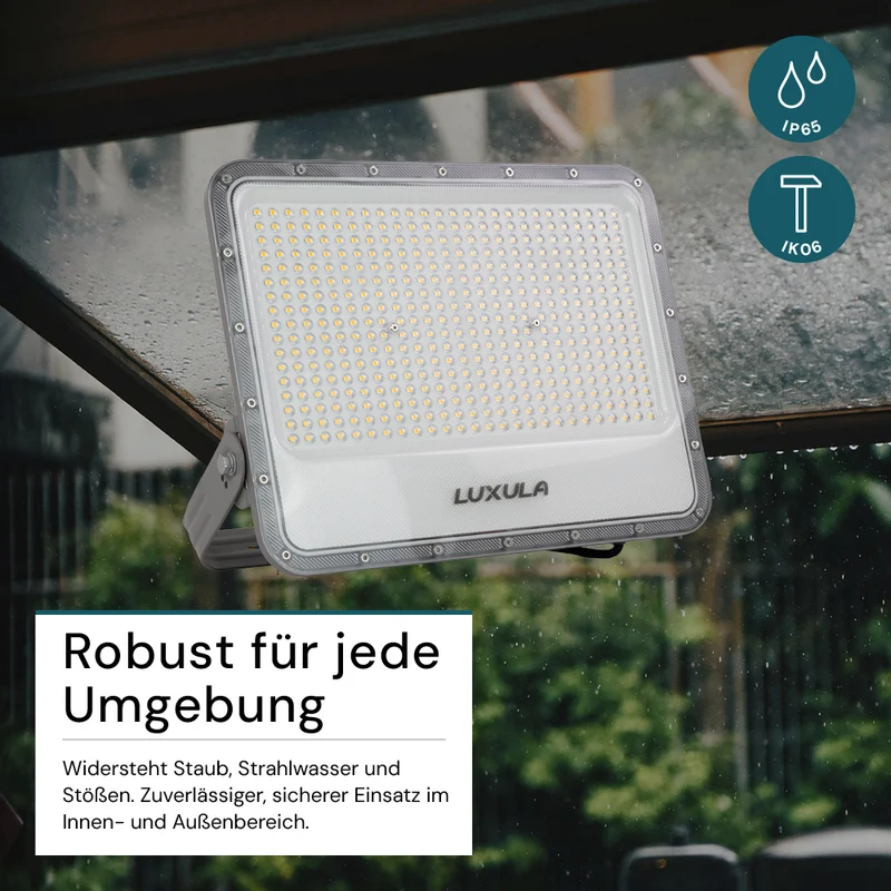 LED-Fluter, 300 W, 4000 K (neutralweiß), 37500 lm, grau, IP65