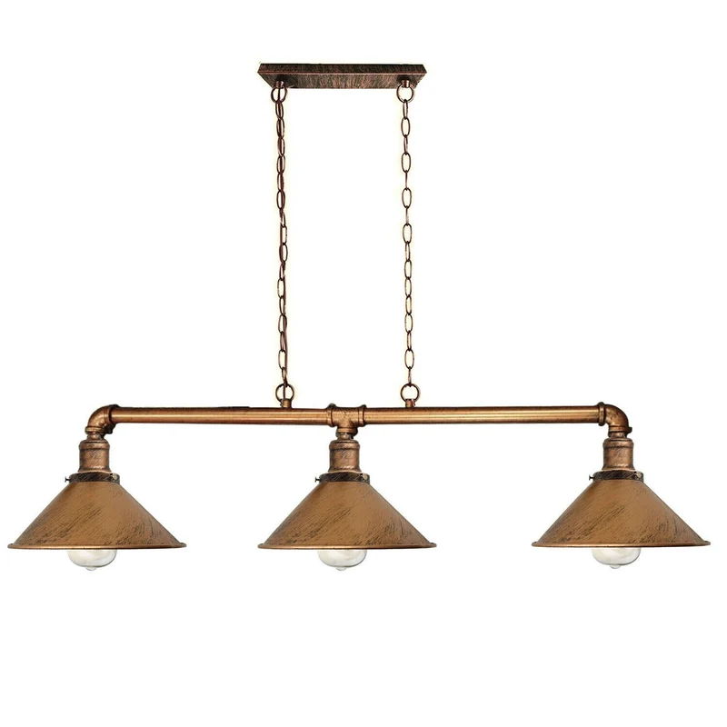 3-flammige Rohr Pendelleuchte – Vintage Industrie Billardlampe | Ø22cm | E27 ~1701