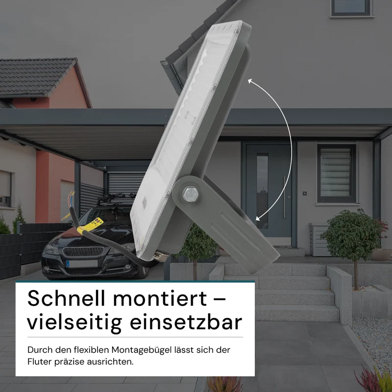 LED-Fluter, 200 W, 4000 K (neutralweiß), 26000 lm, grau, IP65