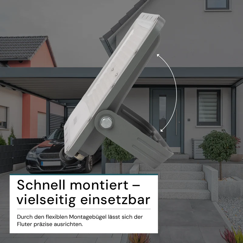 LED-Fluter, 150 W, 4000 K (neutralweiß), 18500 lm, grau, IP65