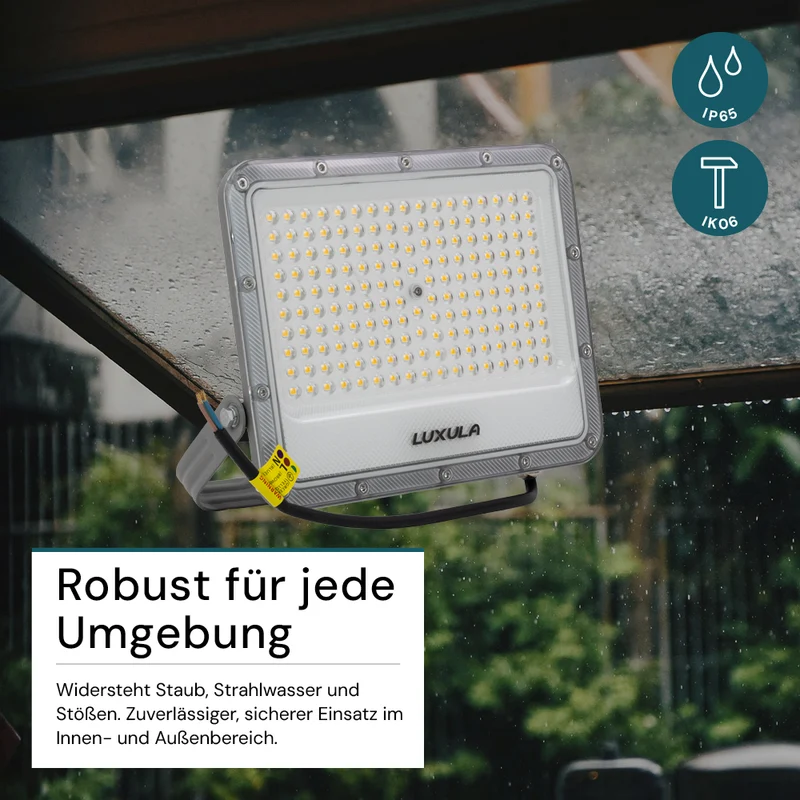 LED-Fluter, 100 W, 4000 K (neutralweiß), 12000 lm, grau, IP65