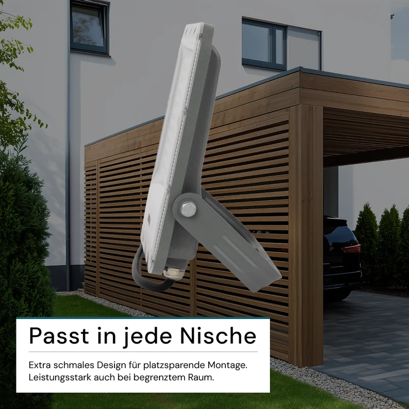 LED-Fluter, 100 W, 4000 K (neutralweiß), 12000 lm, grau, IP65