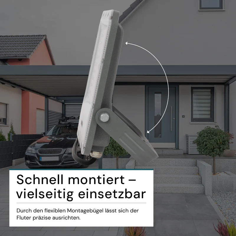 LED-Fluter, 100 W, 4000 K (neutralweiß), 12000 lm, grau, IP65
