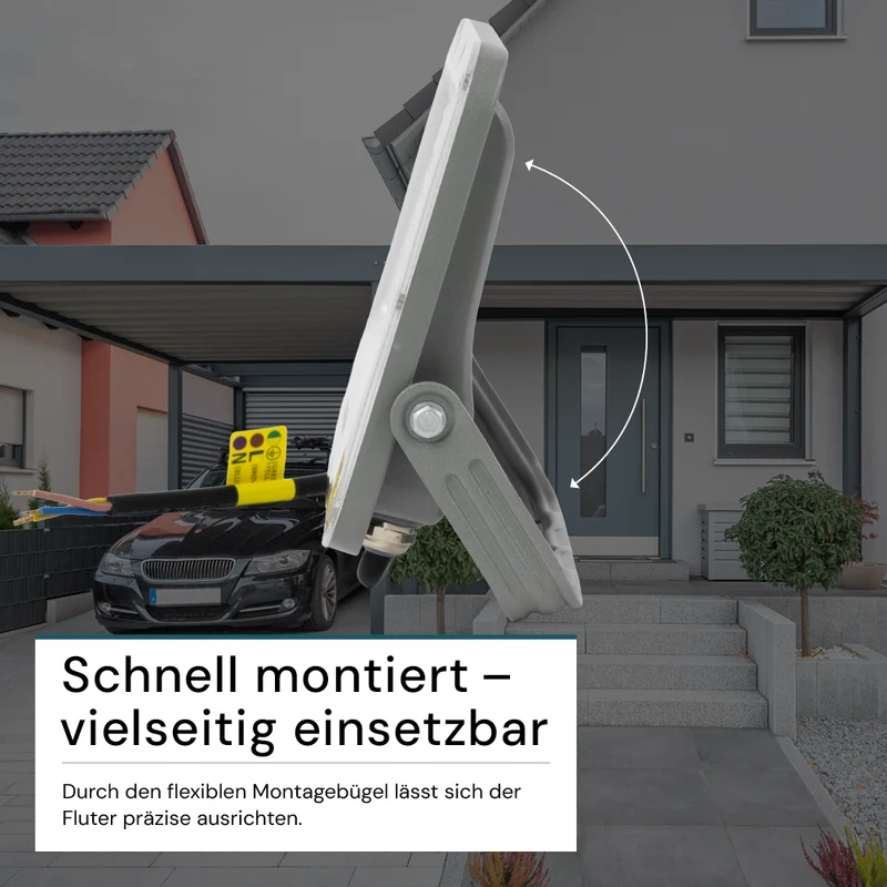 LED-Fluter, 50 W, 4000 K (neutralweiß), 6500 lm, grau, IP65