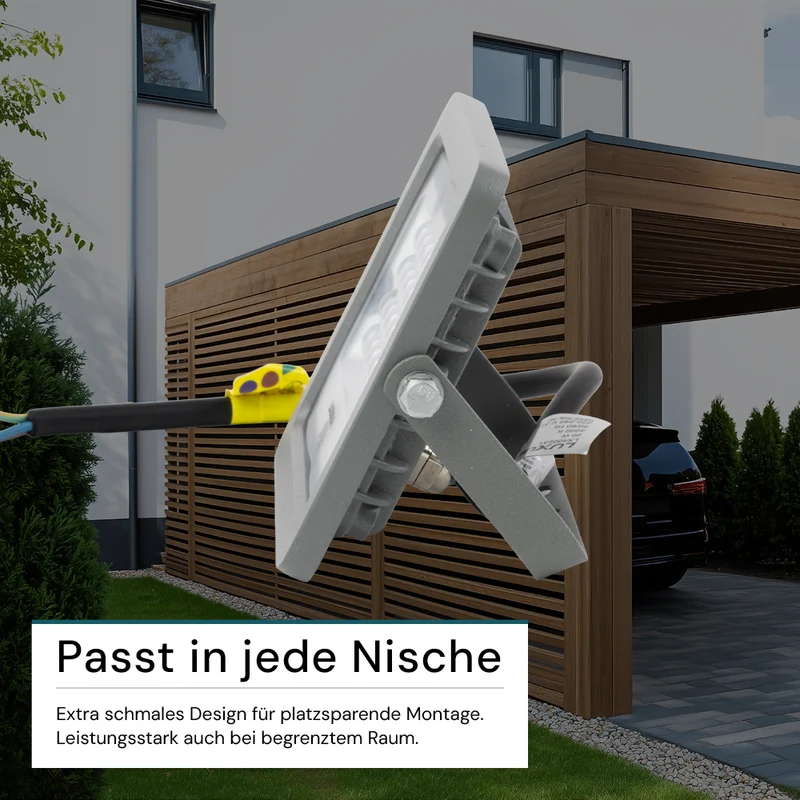 LED-Fluter, 20 W, 4000 K (neutralweiß), 1800 lm, grau, IP65