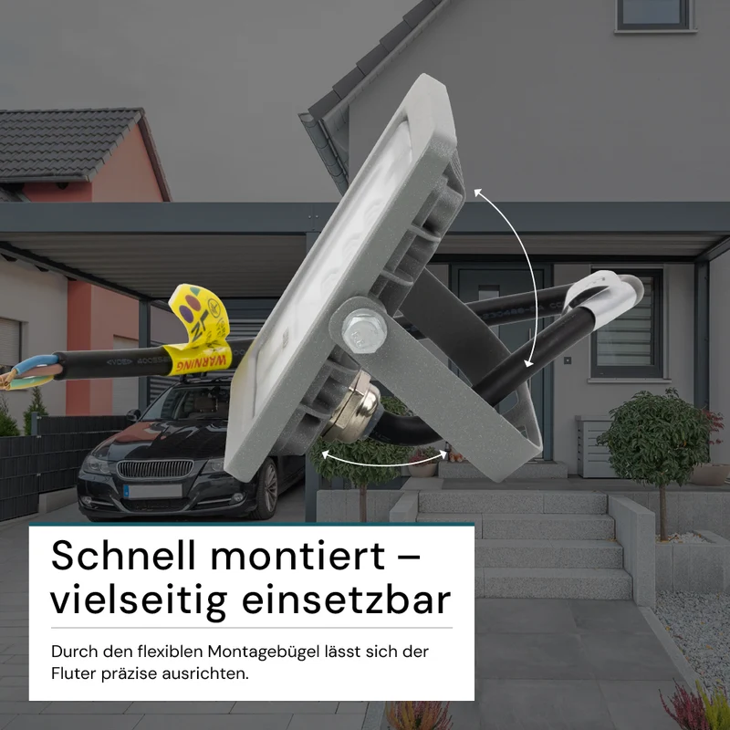 LED-Fluter, 10 W, 4000 K (neutralweiß), 900 lm, grau, IP65