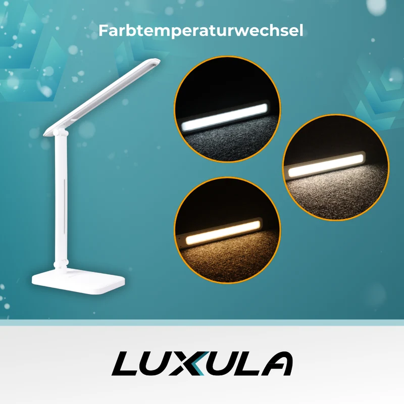 LED-Tischlampe, weiß, mit Dimm- und CCT-Funktion, 5 W Leistung