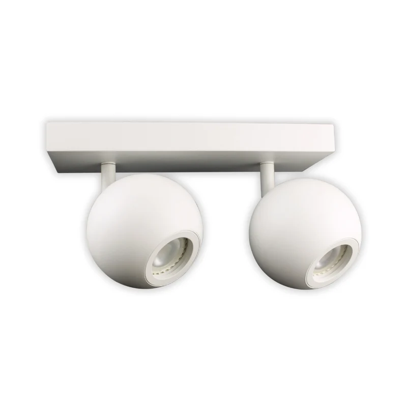 Deckenspot GLOBE, in Weiß, aus Alu und Stahl, 2-flammig, GU10-Fassung, IP20, Ø10cm