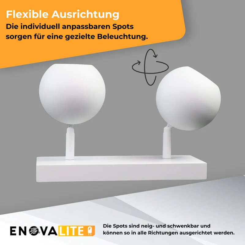 Deckenspot GLOBE, in Weiß, aus Alu und Stahl, 2-flammig, GU10-Fassung, IP20, Ø10cm