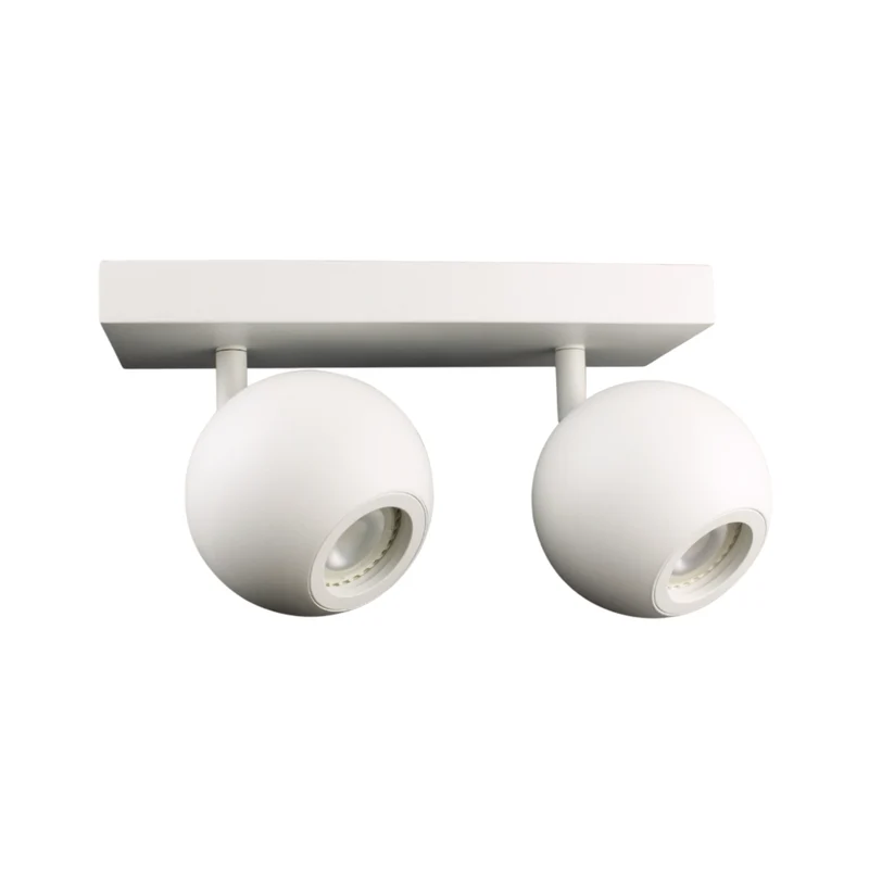 Deckenspot GLOBE, in Weiß, aus Alu und Stahl, 2-flammig, GU10-Fassung, IP20, Ø10cm