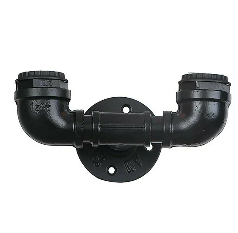Industrie Wandleuchte Wasserrohr Doppel Metall E27~2322