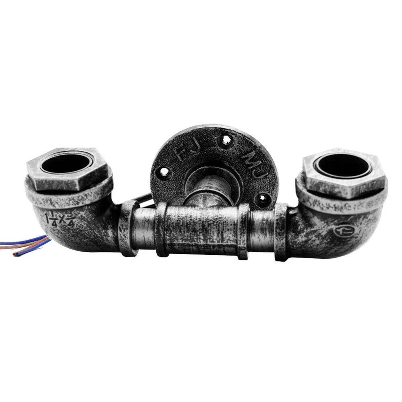 Industrie Wandleuchte Wasserrohr Doppel Metall E27~2322